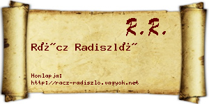 Rácz Radiszló névjegykártya
